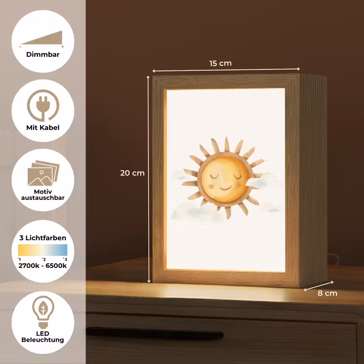 Zon - Wolken - Pastel kleuren Light Box met kabel (Kinderlampje) klein -USP_websiteoverzichtDE