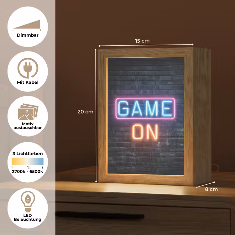 Game on - Neon - Muur Light Box met kabel (Kinderlampje) klein -USP_websiteoverzichtDE