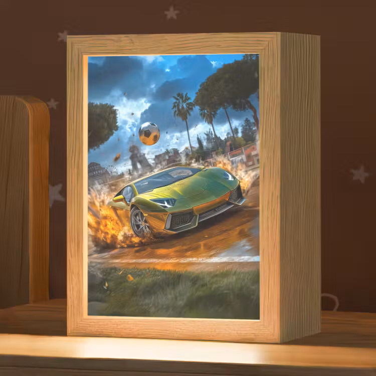Sportwagen - Groen - Voetbal Light Box met kabel klein -zzz_3d_website