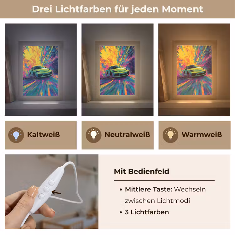 Sportauto - Groen - Verfstrepen - Kleuren Light Box met kabel klein -USP_lichtkleurDE