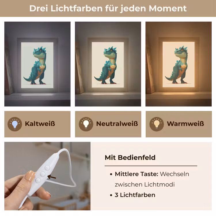 Stekels - Dino - Blauw - Gespierd Light Box met kabel klein -USP_lichtkleurDE
