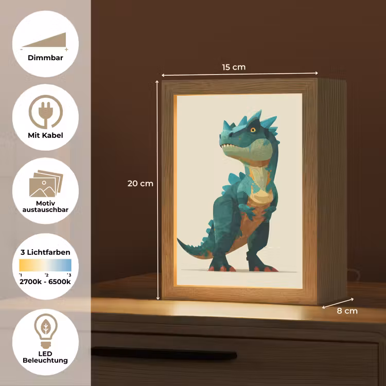 Stekels - Dino - Blauw - Gespierd Light Box met kabel (Kinderlampje) klein -USP_websiteoverzichtDE
