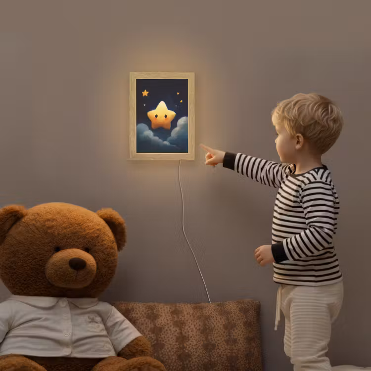 Ster - Gezichtje - Nacht - Wolken Light Box met kabel klein -sfeer4a_kind