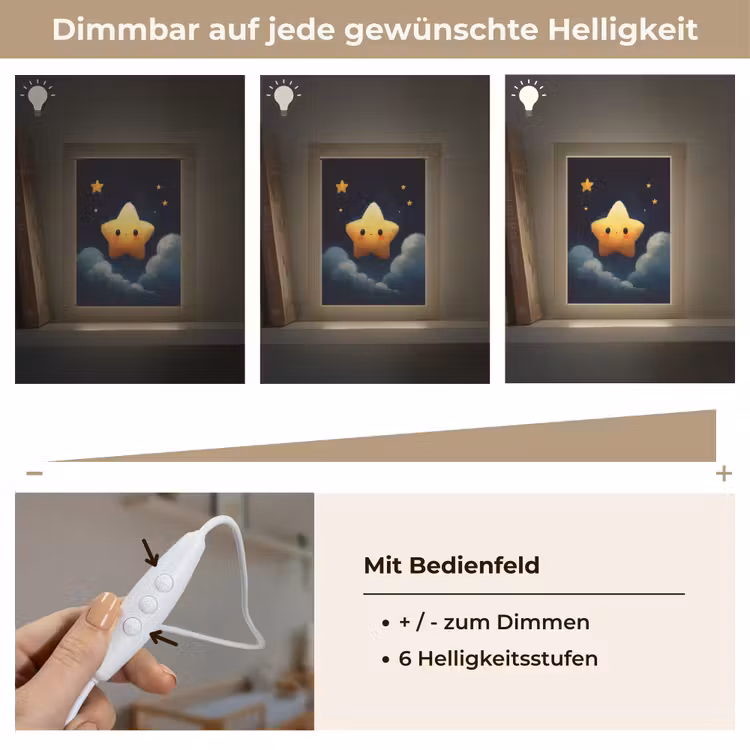 Ster - Gezichtje - Nacht - Wolken Light Box met kabel klein -USP_dimbaarDE