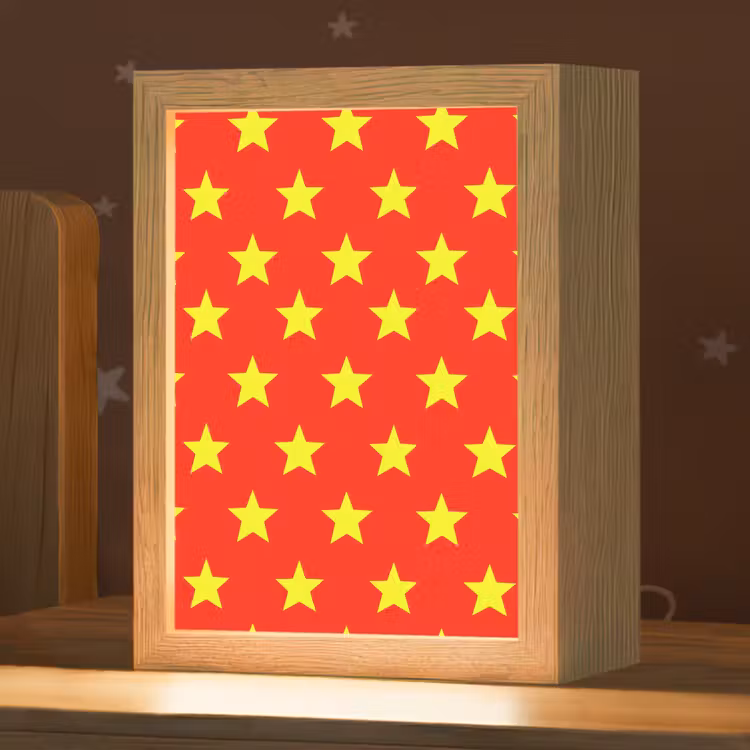 Ster - Patroon - Geel Light Box met kabel (Kinderlampje) klein 904 -zzz_3d_website