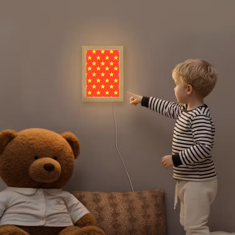 Ster - Patroon - Geel Light Box met kabel (Kinderlampje) klein 904 -sfeer4a_kind
