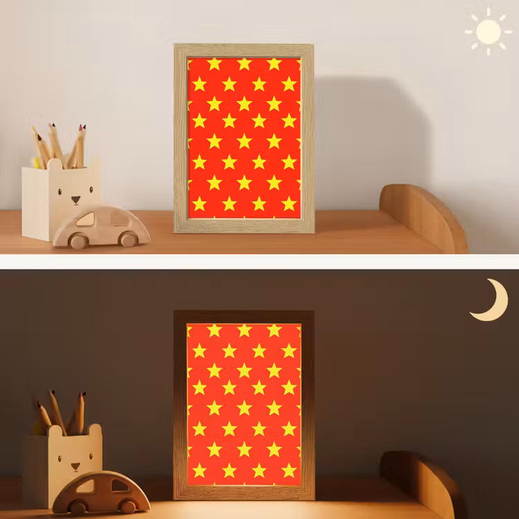 Ster - Patroon - Geel Light Box met kabel (Kinderlampje) klein 904 -sfeer3_kind