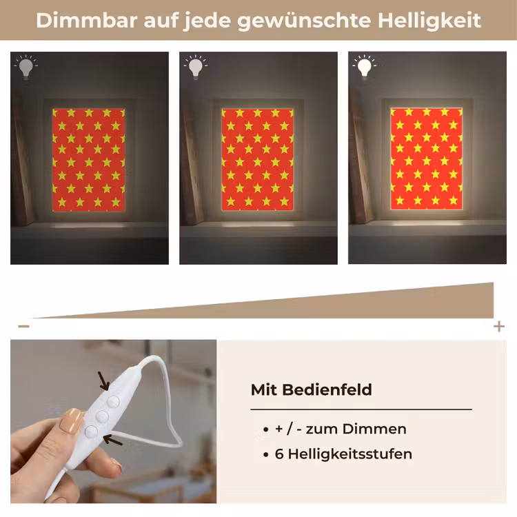 Ster - Patroon - Geel Light Box met kabel (Kinderlampje) klein 904 -USP_dimbaarDE