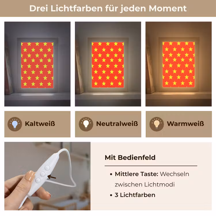 Ster - Patroon - Geel Light Box met kabel (Kinderlampje) klein 904 -USP_lichtkleurDE