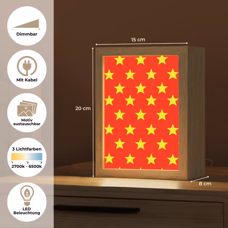 Ster - Patroon - Geel Light Box met kabel (Kinderlampje) klein 904 -USP_websiteoverzichtDE