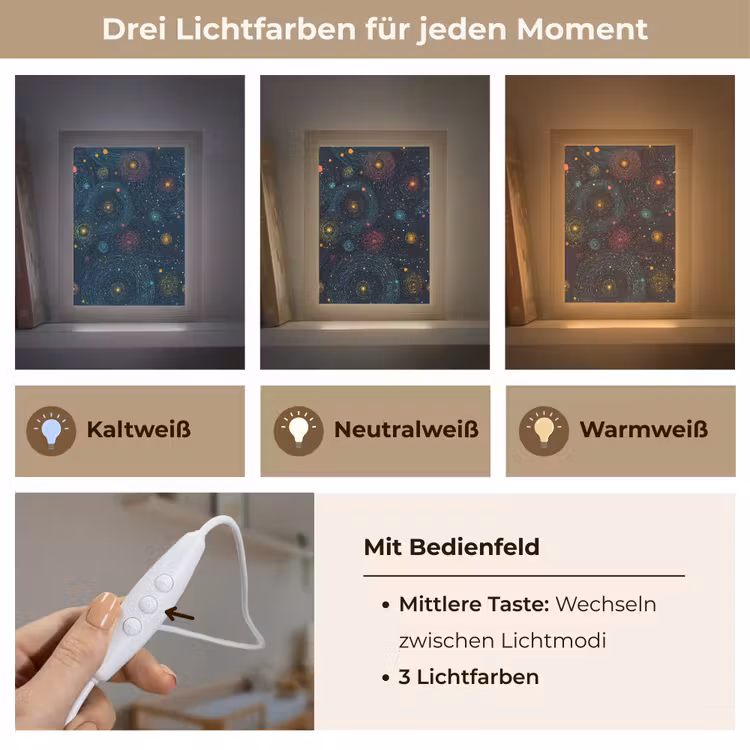 Sterren - Kleurrijk - Lichtgevende kernen Light Box met kabel klein -USP_lichtkleurDE