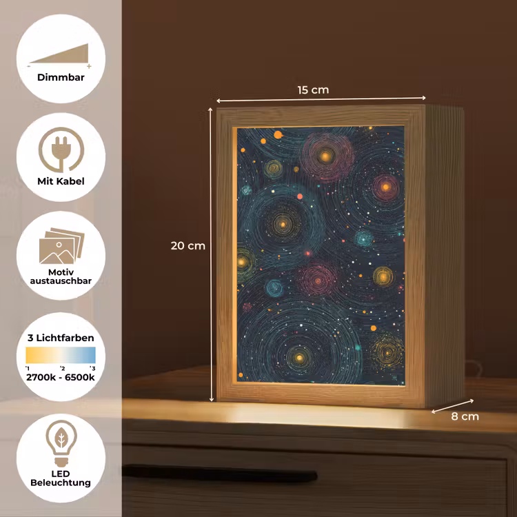 Sterren - Kleurrijk - Lichtgevende kernen Light Box met kabel (Kinderlampje) klein -USP_websiteoverzichtDE