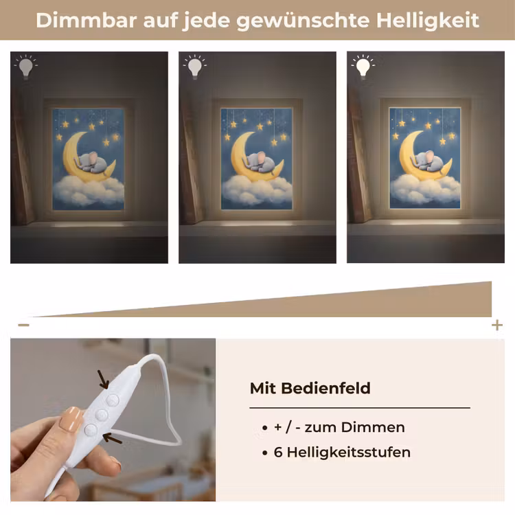 Sterren - Olifant - Maan - Wolken Light Box met kabel klein -USP_dimbaarDE