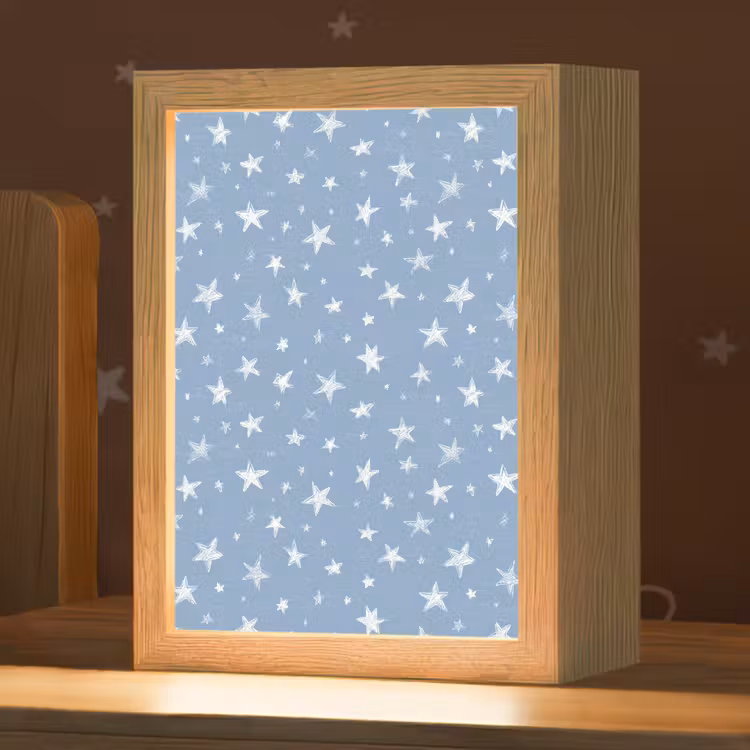 Sterretjes - Patroon - Blauw Light Box met kabel (Kinderlampje) klein 904 -zzz_3d_website