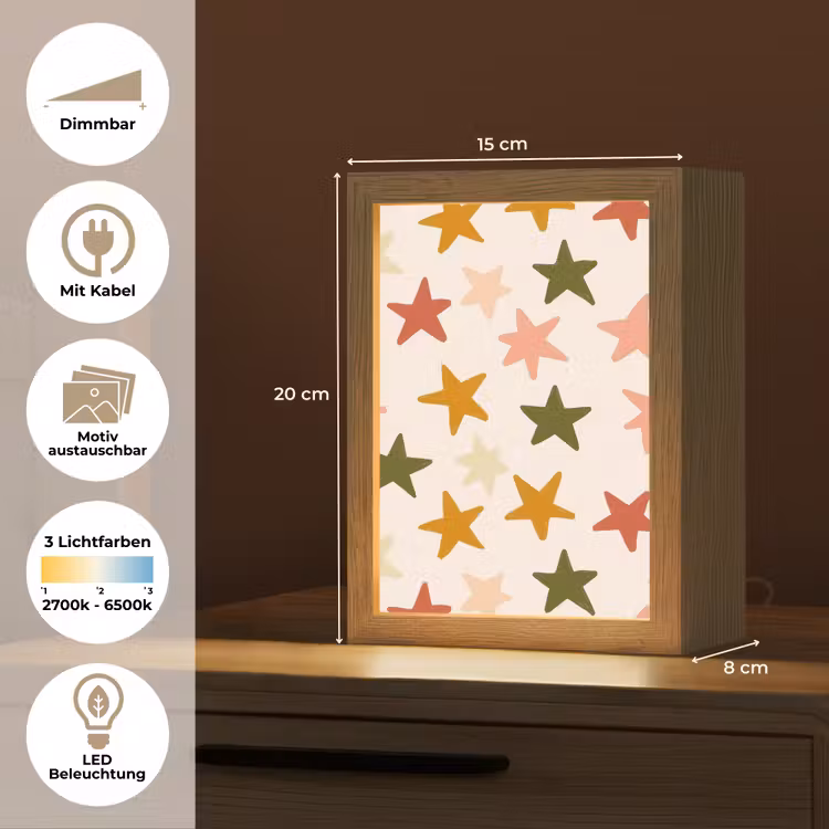 Sterren - Patroon - Kleurrijk Light Box met kabel (Kinderlampje) klein 904 -USP_websiteoverzichtDE