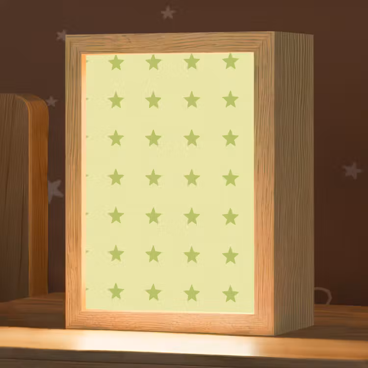 Sterren - Patroon - Groen Light Box met kabel (Kinderlampje) klein 904 -zzz_3d_website