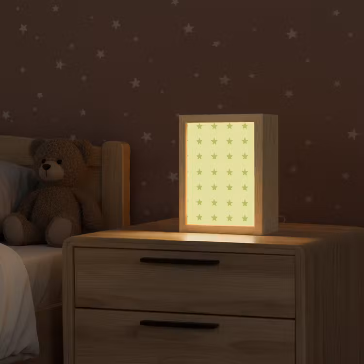 Sterren - Patroon - Groen Light Box met kabel (Kinderlampje) klein 904 -sfeer1_kind