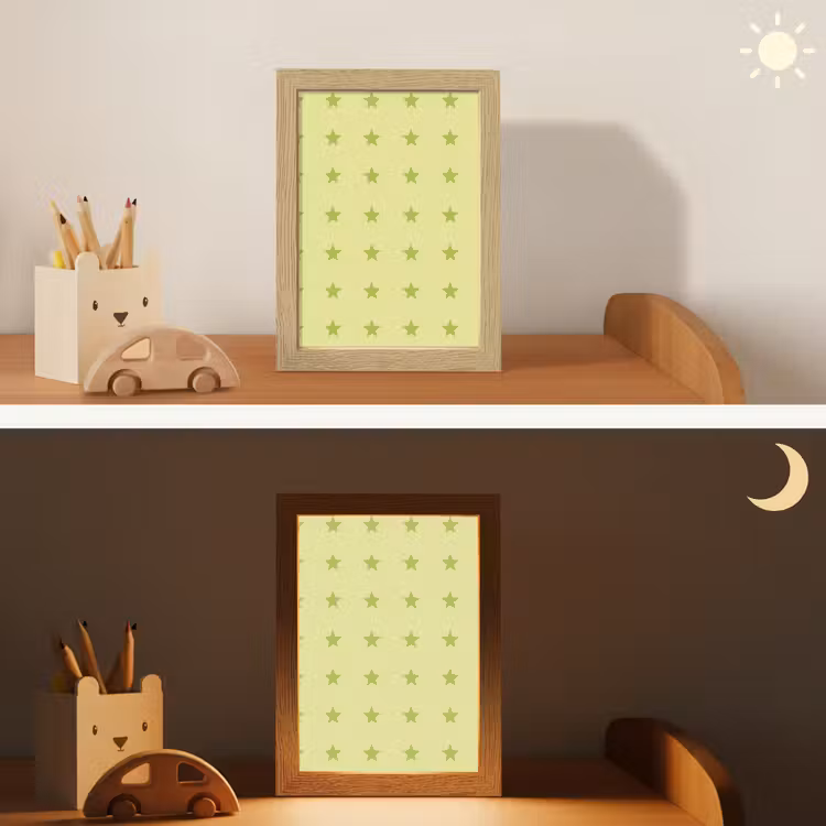 Sterren - Patroon - Groen Light Box met kabel (Kinderlampje) klein 904 -sfeer3_kind
