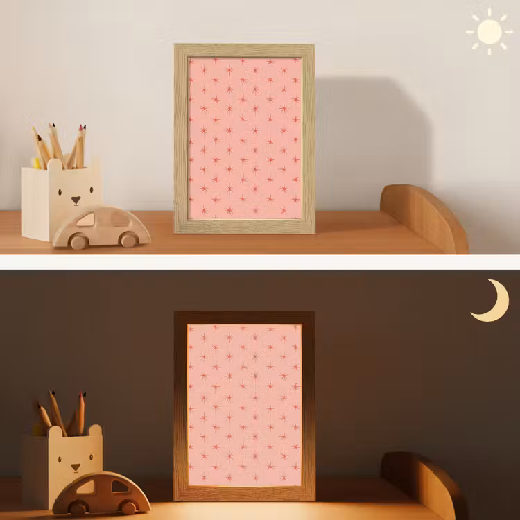 Sterretjes - Patroon - Oranje Light Box met kabel (Kinderlampje) klein 904 -sfeer3_kind