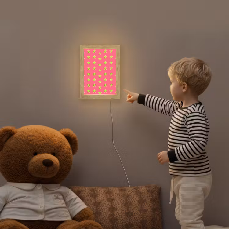 Sterren - Patroon - Roze Light Box met kabel (Kinderlampje) klein 904 -sfeer4a_kind