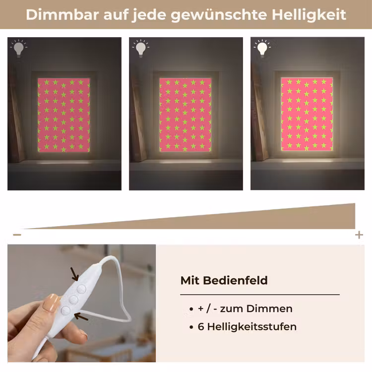 Sterren - Patroon - Roze Light Box met kabel (Kinderlampje) klein 904 -USP_dimbaarDE