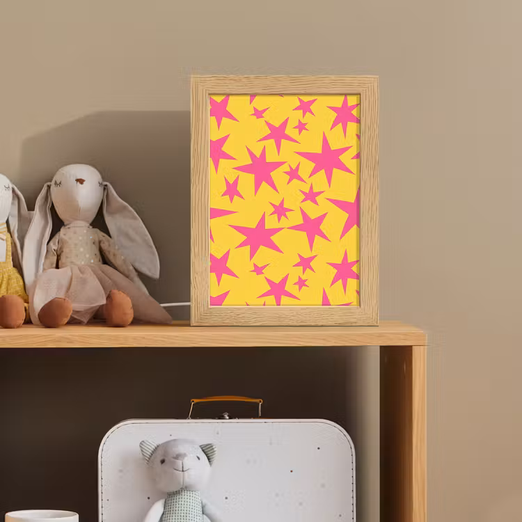Sterren - Patroon - Roze - Geel Light Box met kabel (Kinderlampje) klein 904 -sfeer2_kind