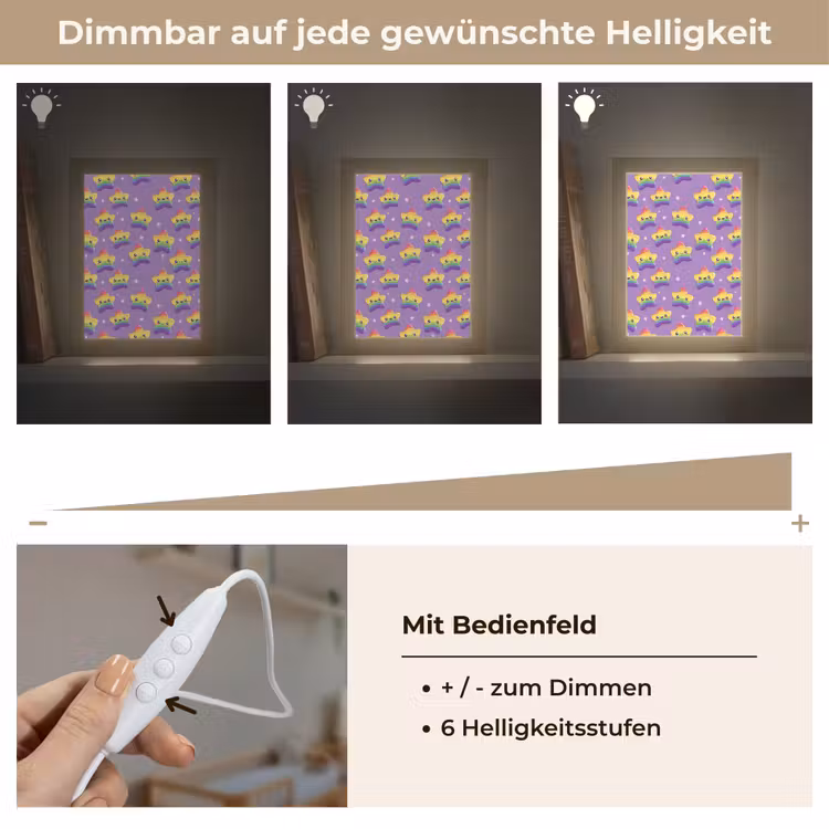 Sterren - Regenboog - Paars Light Box met kabel (Kinderlampje) klein 904 -USP_dimbaarDE