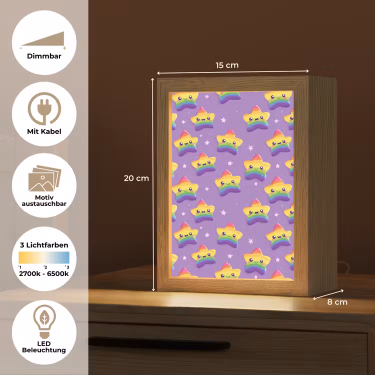 Sterren - Regenboog - Paars Light Box met kabel (Kinderlampje) klein 904 -USP_websiteoverzichtDE