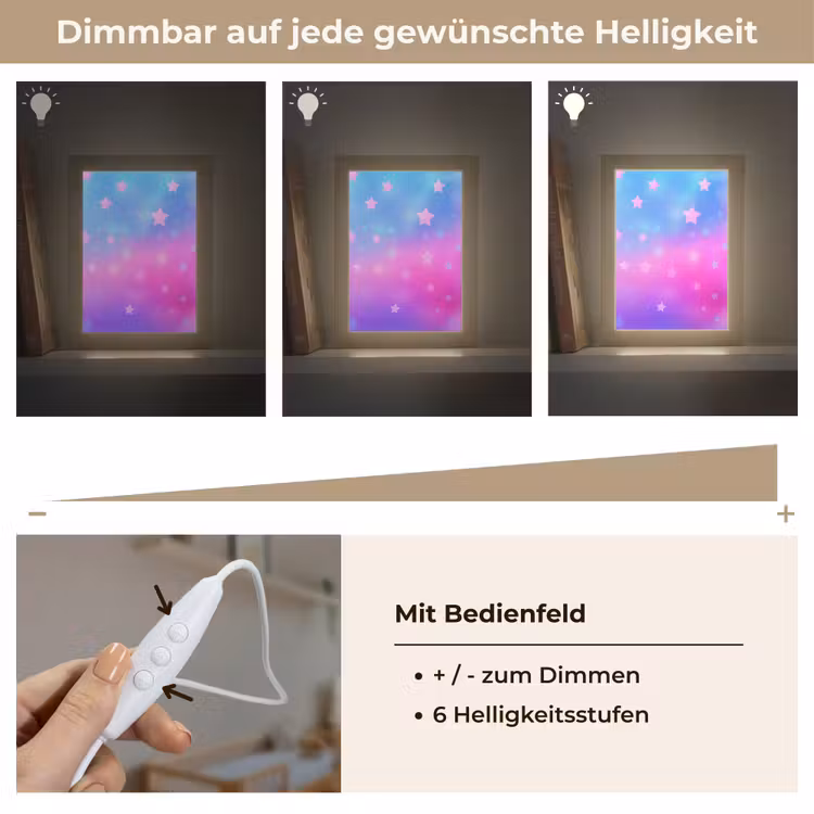 Sterren - Roze - Blauw Light Box met kabel klein -USP_dimbaarDE