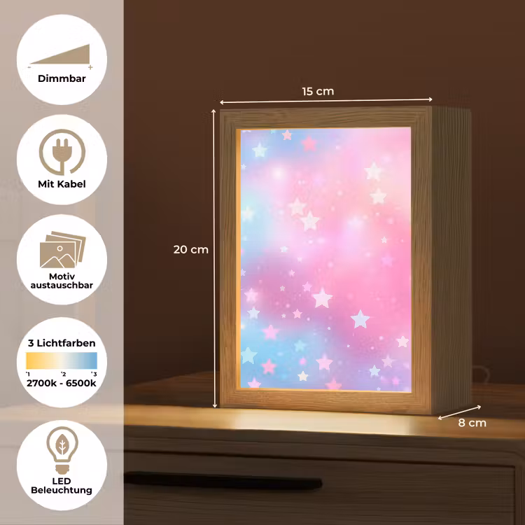 Sterren - Roze - Blauw Light Box met kabel (Kinderlampje) klein -USP_websiteoverzichtDE