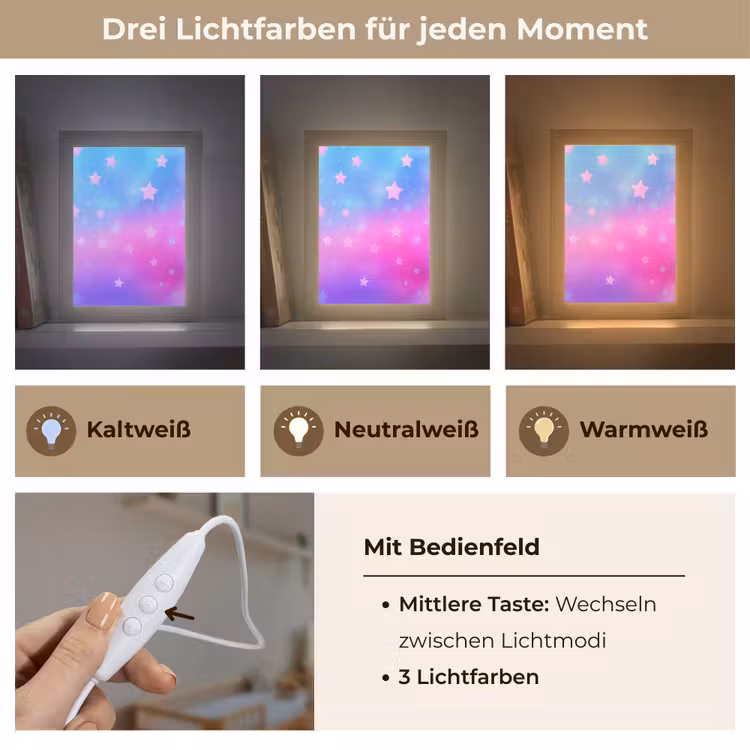 Sterren - Roze - Blauw Light Box met kabel klein -USP_lichtkleurDE