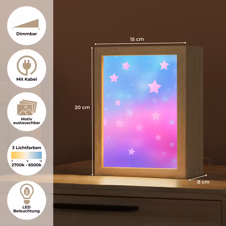 Sterren - Roze - Blauw Light Box met kabel (Kinderlampje) klein -USP_websiteoverzichtDE