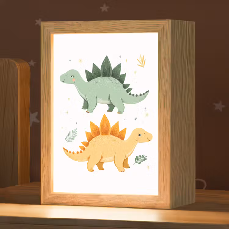Sterren - Stegosaurussen - Blaadjes - Groen Light Box met kabel klein -zzz_3d_website