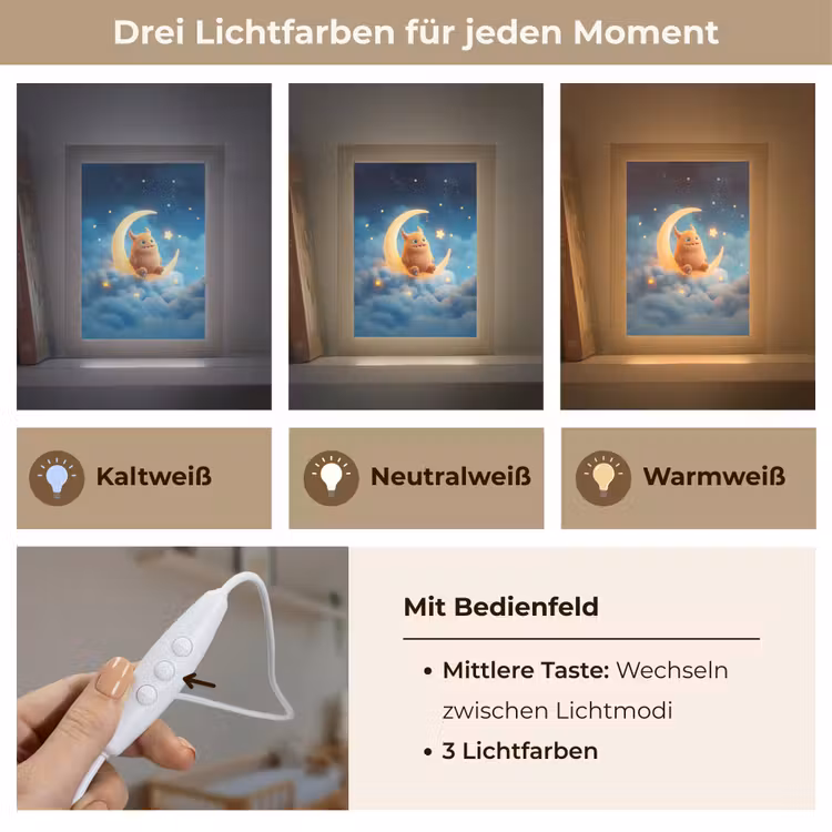 Knuffel - Monster - Maan - Wolken Light Box met kabel klein -USP_lichtkleurDE