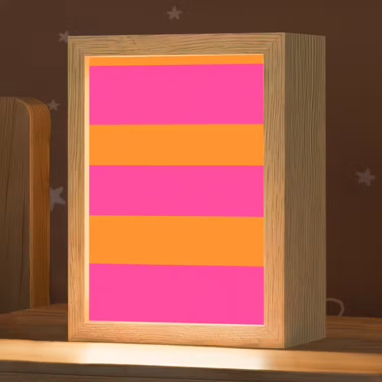 Strepen - Horizontaal - Roze Light Box met kabel (Kinderlampje) klein 904 -zzz_3d_website