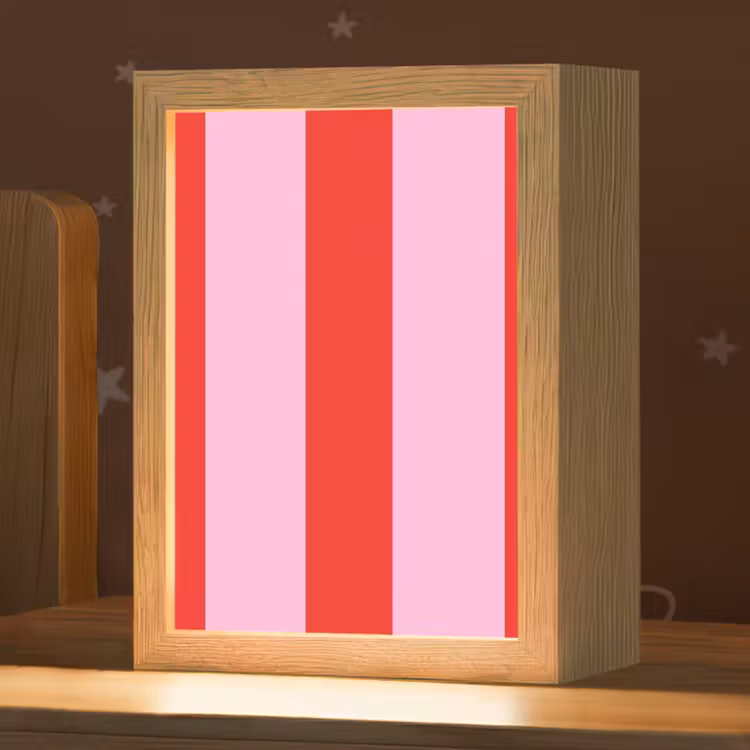 Strepen - Klassiek - Roze Light Box met kabel (Kinderlampje) klein 904 -zzz_3d_website