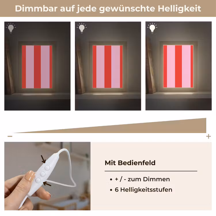 Strepen - Klassiek - Roze Light Box met kabel (Kinderlampje) klein 904 -USP_dimbaarDE
