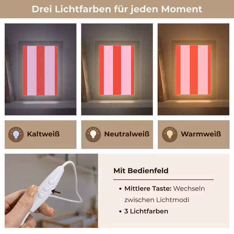 Strepen - Klassiek - Roze Light Box met kabel (Kinderlampje) klein 904 -USP_lichtkleurDE