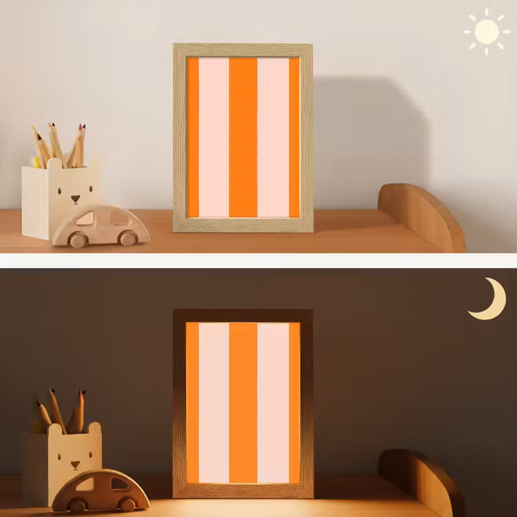 Strepen - Modern - Oranje Light Box met kabel (Kinderlampje) klein 904 -sfeer3_kind