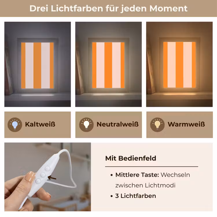 Strepen - Modern - Oranje Light Box met kabel (Kinderlampje) klein 904 -USP_lichtkleurDE