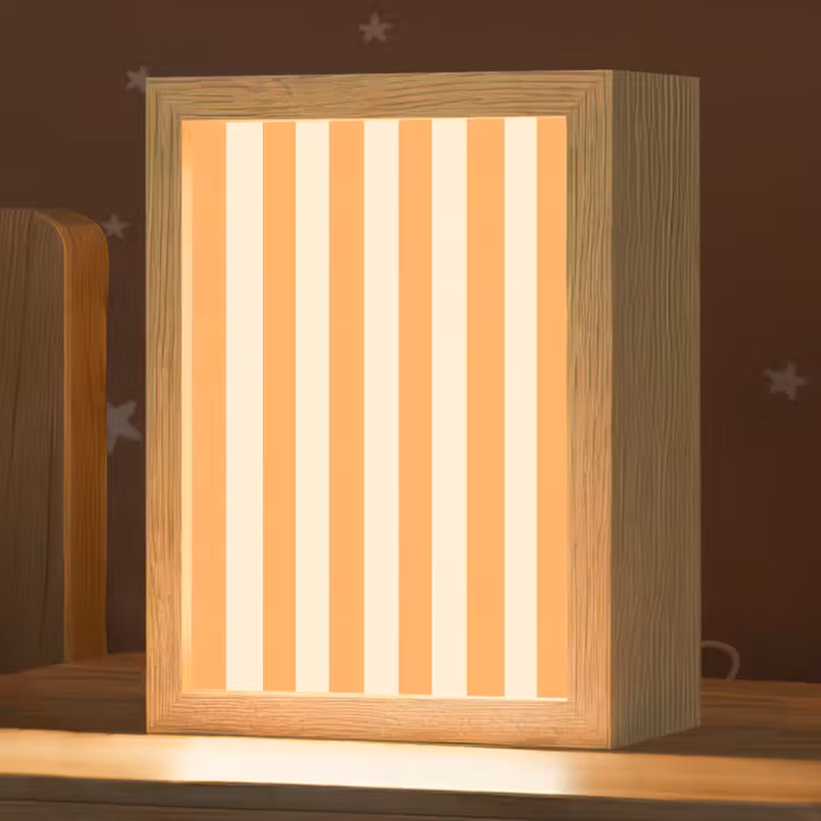 Strepen - Patroon - Oranje Light Box met kabel (Kinderlampje) klein 904 -zzz_3d_website
