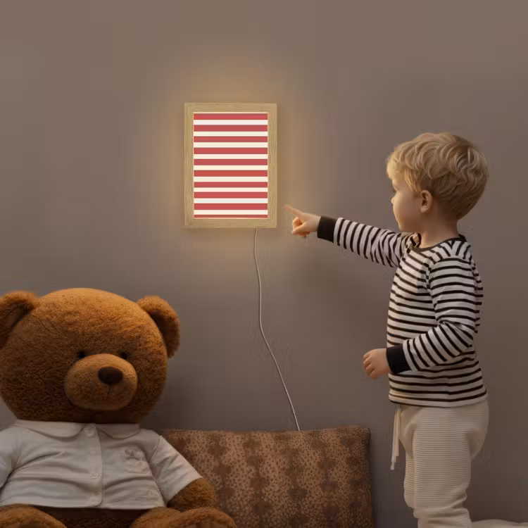 Strepen - Patroon - Rood Light Box met kabel (Kinderlampje) klein 904 -sfeer4a_kind
