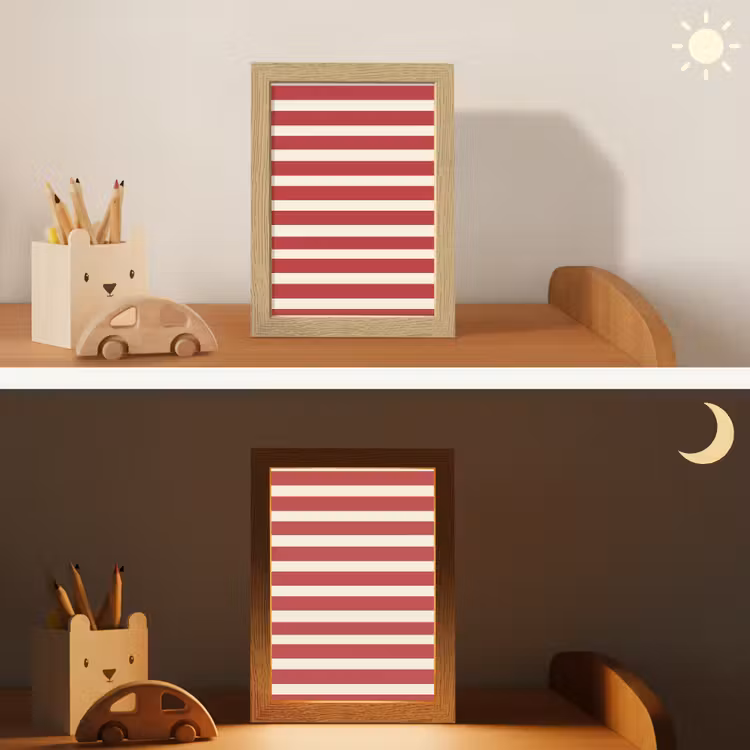 Strepen - Patroon - Rood Light Box met kabel (Kinderlampje) klein 904 -sfeer3_kind
