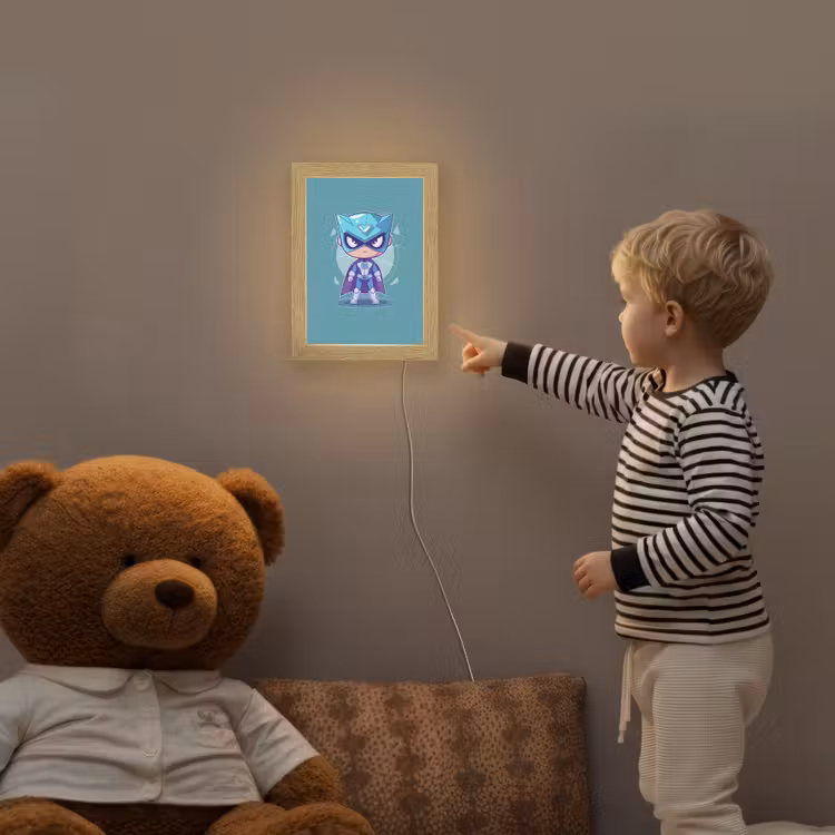 Superheld - Blauw - Jongens Light Box met kabel klein -sfeer4a_kind