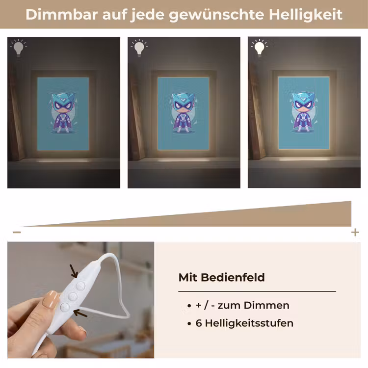 Superheld - Blauw - Jongens Light Box met kabel klein -USP_dimbaarDE
