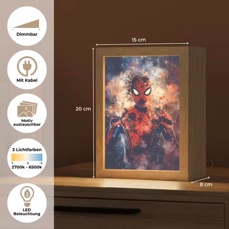 Superheld - Jongens - Rook - Kleuren Light Box met kabel (Kinderlampje) klein -USP_websiteoverzichtDE