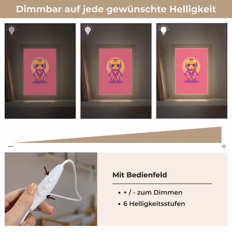 Superheld - Jongens - Rood - Paars Light Box met kabel klein -USP_dimbaarDE