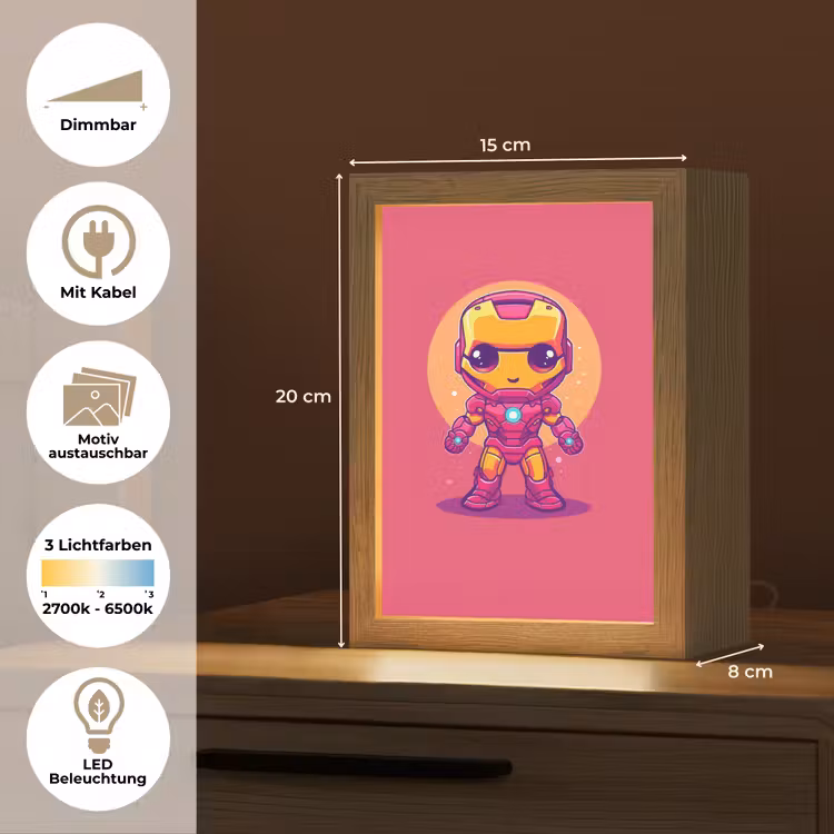 Superheld - Jongens - Rood - Paars Light Box met kabel (Kinderlampje) klein -USP_websiteoverzichtDE