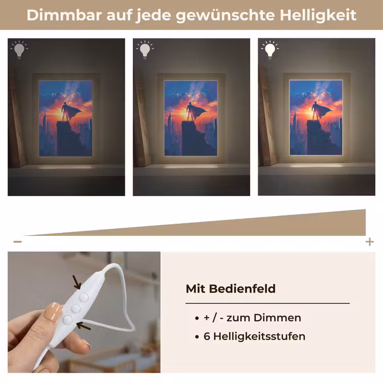 Superheld - Stad - Jongens - Kleurrijk - Zon Light Box met kabel klein -USP_dimbaarDE