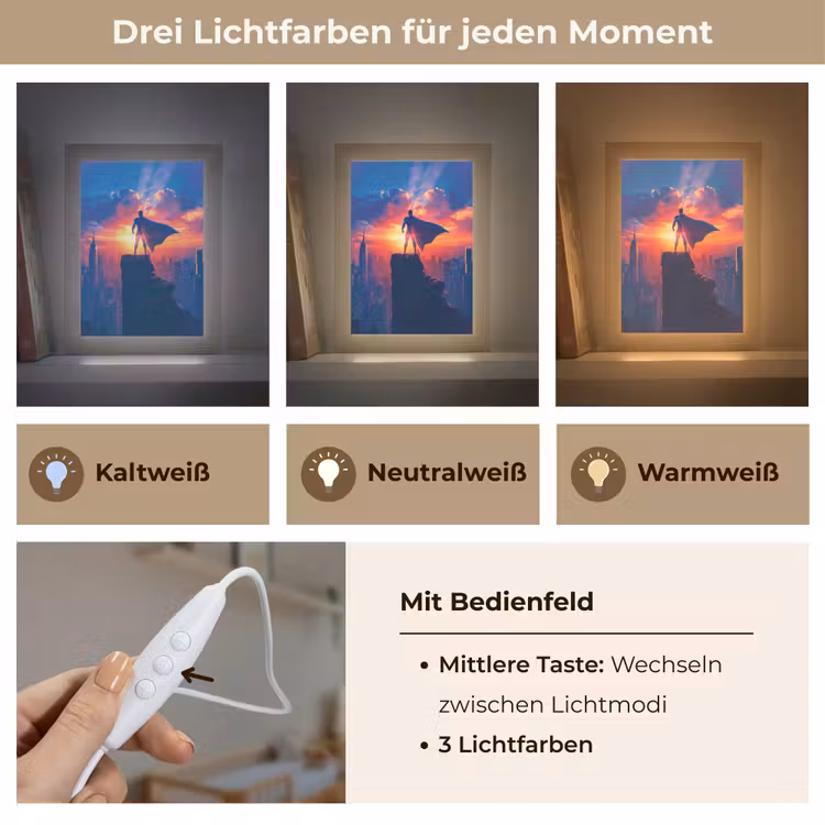 Superheld - Stad - Jongens - Kleurrijk - Zon Light Box met kabel klein -USP_lichtkleurDE